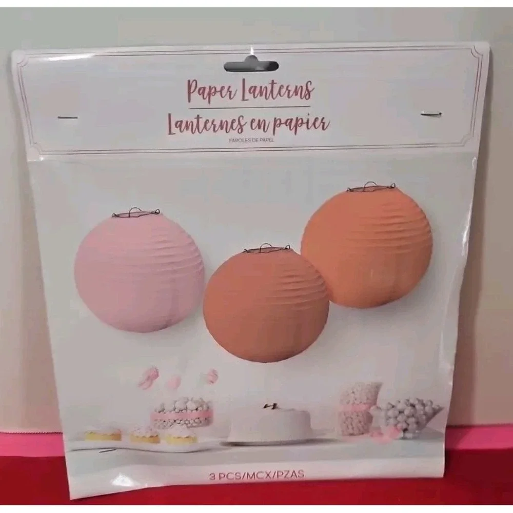 9.5 Inches 3 Piece Pink Chinese Paper‎ Lanterns New Diff Shades Of Pink